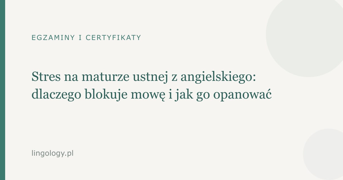 Maturzysta przed egzaminem ustnym z języka angielskiego opanowujący stres przed wejściem do sali