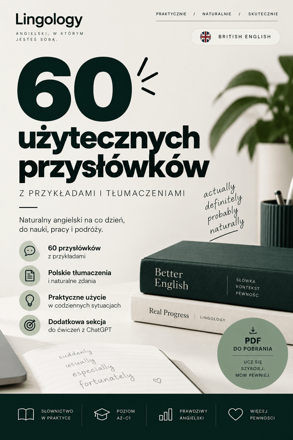 60 użytecznych angielskich przysłówków
