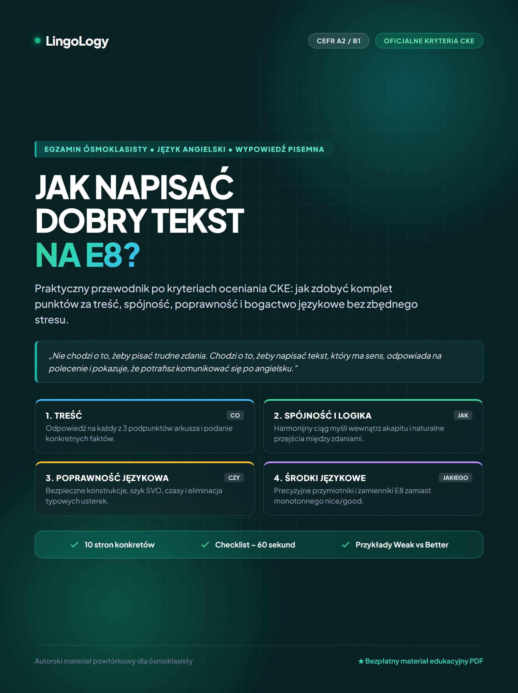 Jak napisać dobry tekst na E8? Wypowiedź pisemna